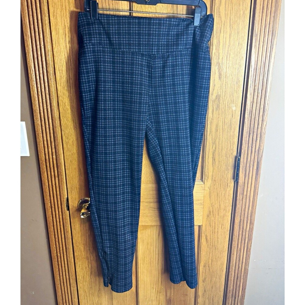Apt. 9 Women’s Gray Plaid Dress Pants Size L - Pull-On Stretch Polyester